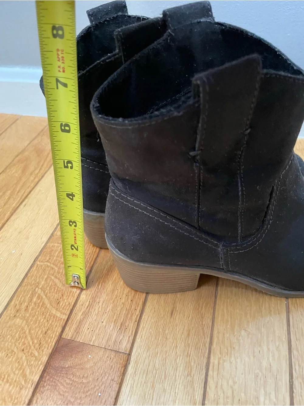 Merona Black Suede Ankle Booties with Low Block Heel